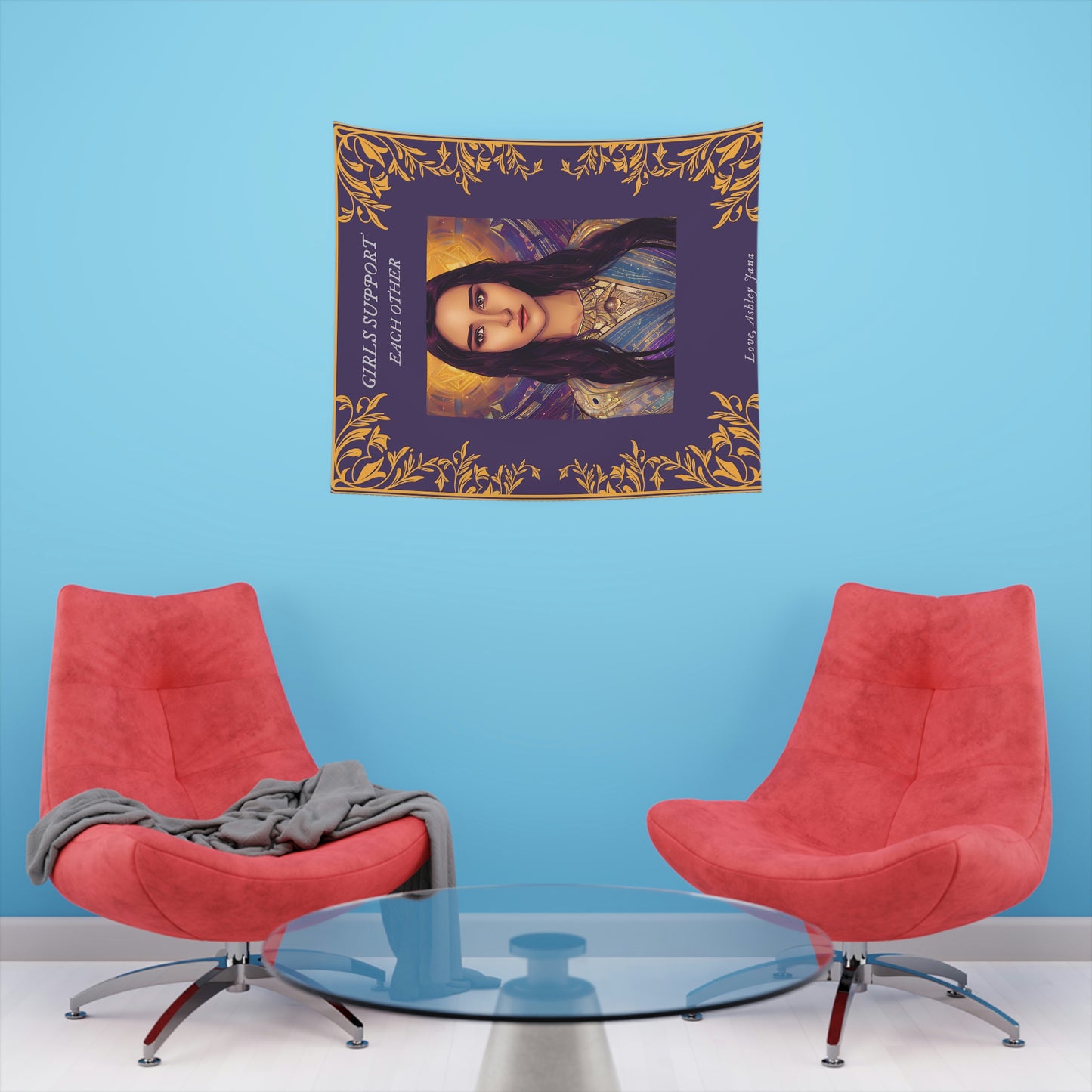 Girls Support Each Other Printed Wall Tapestry